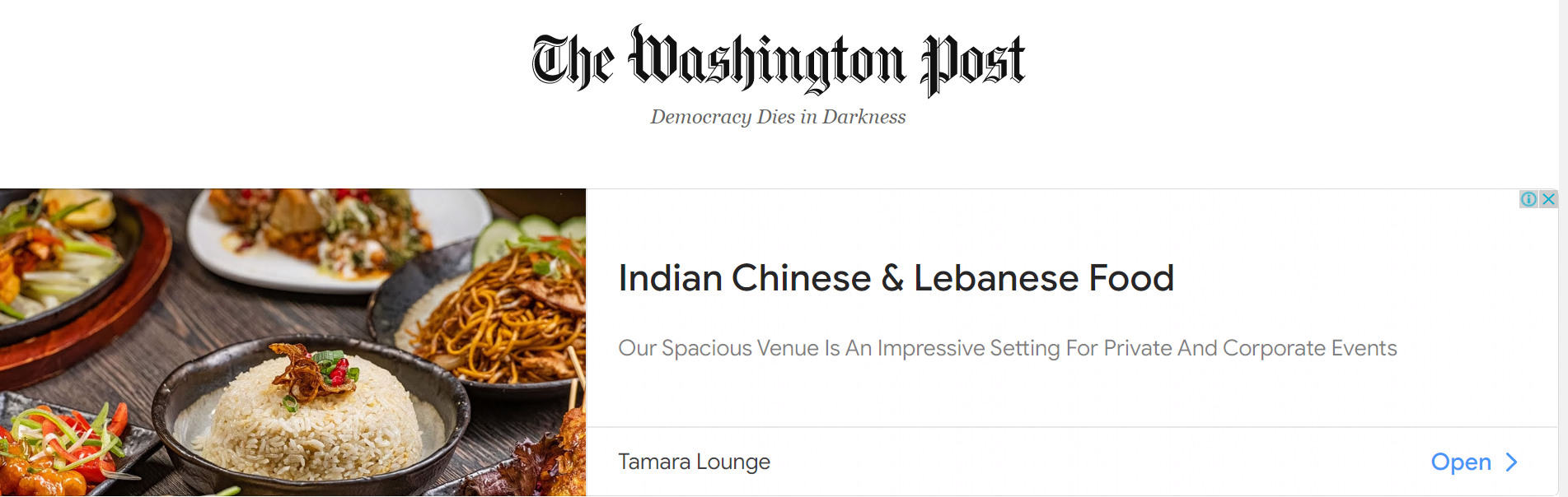 Retargeting example - Tamara Lounge in The Washington Post