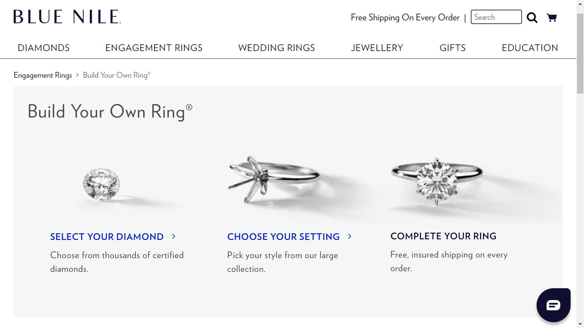 Co-creation - Blue Nile lets you design your own diamond engagement ring.