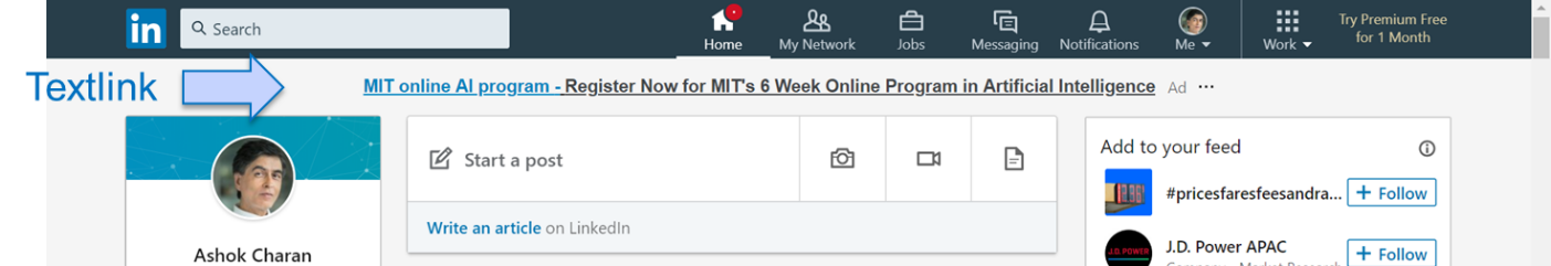 LinkedIn Premium Display Textlink Ad
