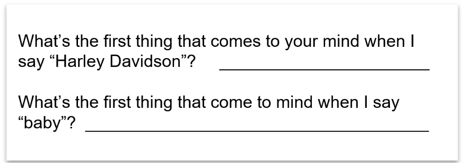 Word Association - projective/enabling qualitative research technique