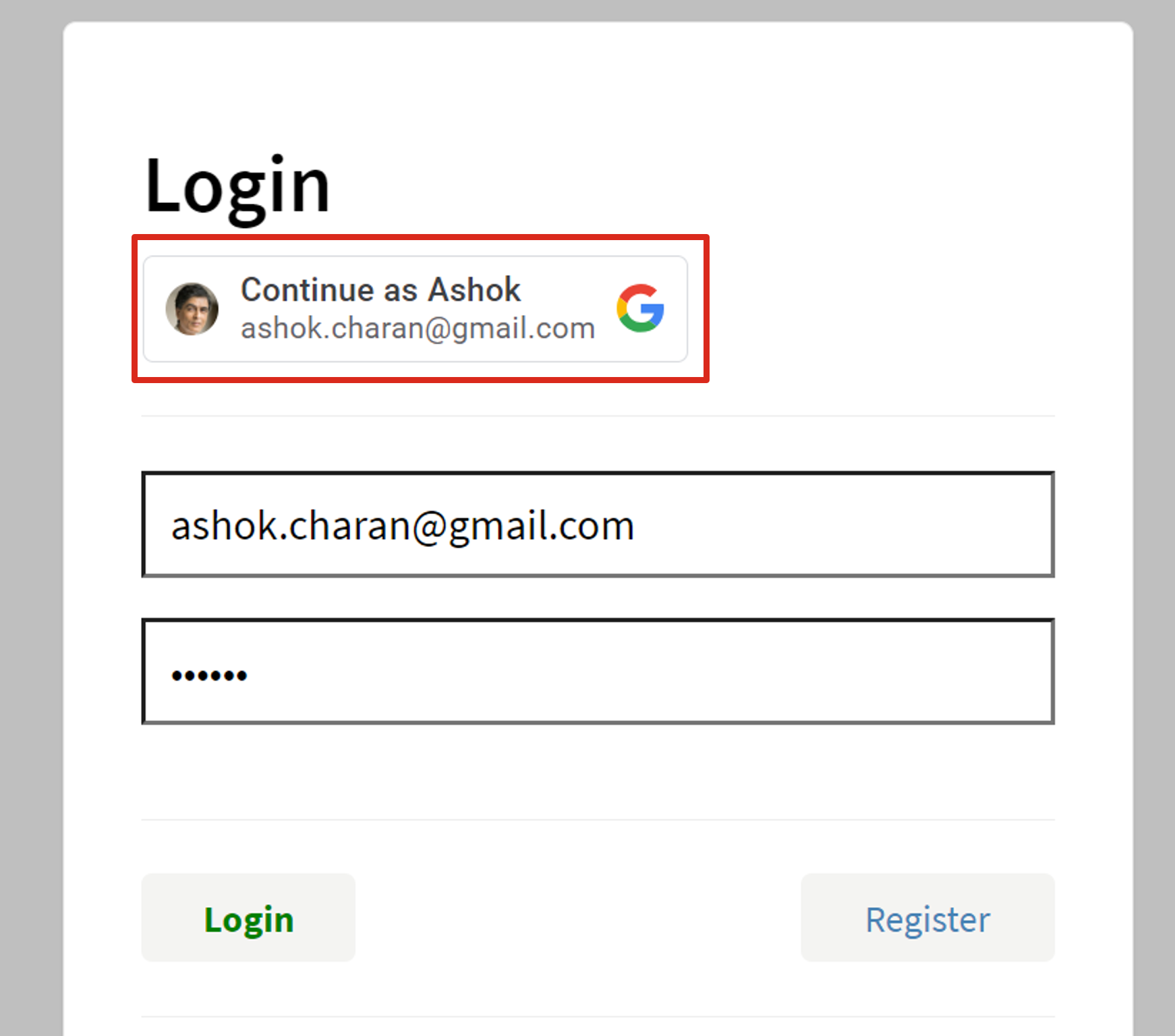 Universal login with Google