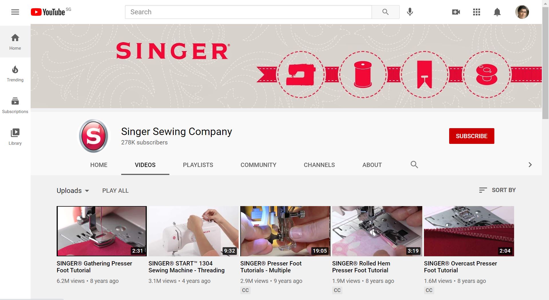 Singer Sewing Company Brand Channel